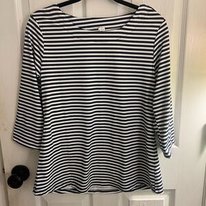 Lulu-B Navy and White Striped Long Sleeve Top